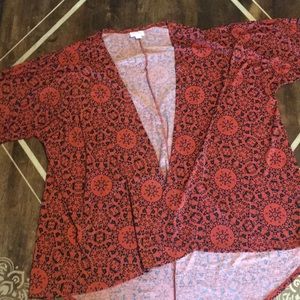 Medium orange & Black Lularoe Lindsay Kimono